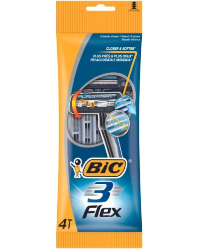 Набір бритв без змінних катриджів BIC Flex 3 4 шт оптом в інтернет-магазині Domestik