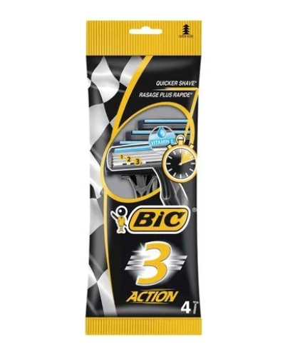 Одноразові станки для гоління BIC 3 Action 4шт оптом в інтернет-магазині Domestik