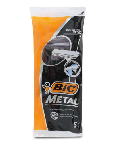 Одноразові станки для гоління BIC Metal  5шт оптом в інтернет-магазині Domestik