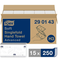 Рушники листові Tork Advanced Soft Singlefold складання Z, білі, 2 шари 250шт (Н3) 290143