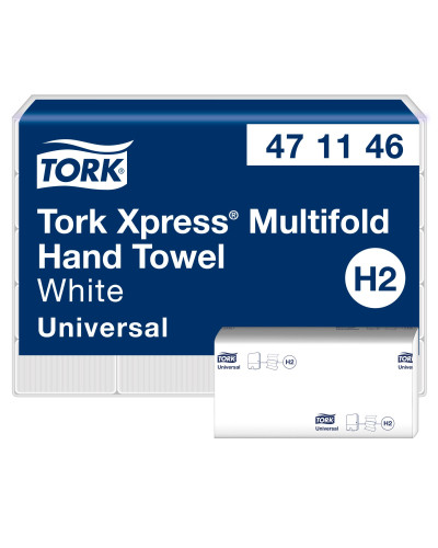 Рушники листові Tork Xpress Universal складання Multifold, білі, 2 шари, 190 листів (H2) оптом в інтернет-магазині Domestik