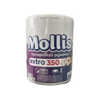 Паперовий рушник Mollis Extra, 2х шарові, білі, 350 відривів